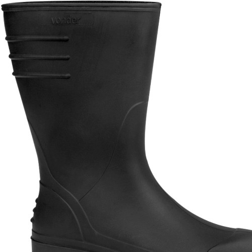 Bota de PVC preta cano m�dio sem forro