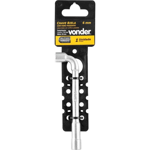 Chave biela com furo passante 6 mm a�o cromo van�dio  