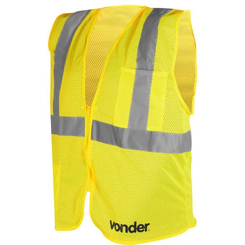 Colete refletivo tipo blusão com bolso e ziper amarelo - CV 104 Colete refletivo tipo blusão com bolso e ziper amarelo - CV 104