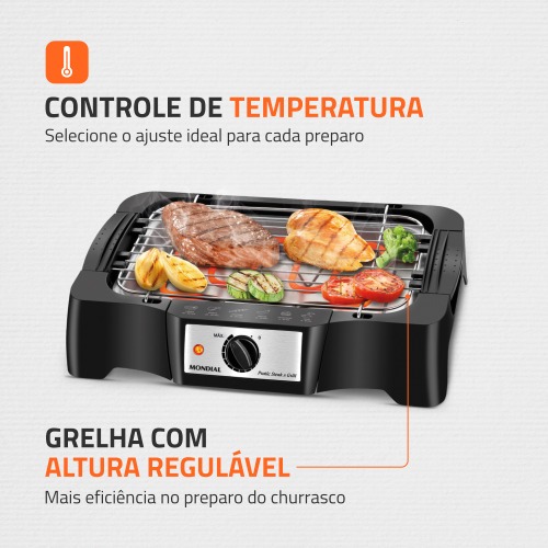 Churrasqueira elétrica portátil 1.200 watts Pratic Steak & Grill - CH-07 110V Churrasqueira elétrica portátil 1.200 watts Pratic Steak & Grill - CH-07 110V