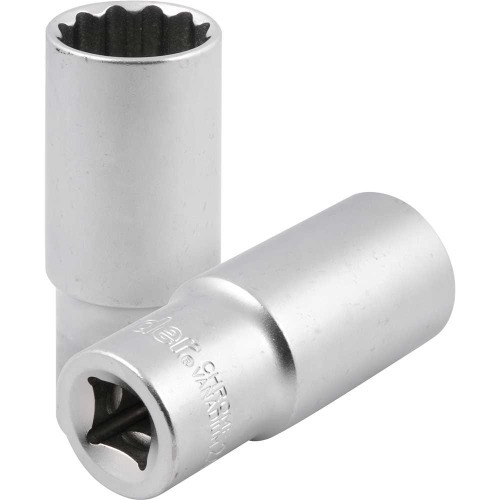 Soquete estriado longo 24 mm encaixe de 1/2 Soquete estriado longo 24 mm encaixe de 1/2