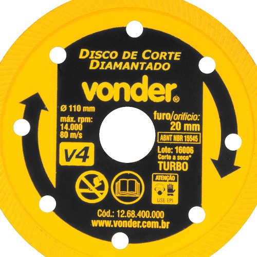 Disco diamantado turbo 100 mm para concreto 