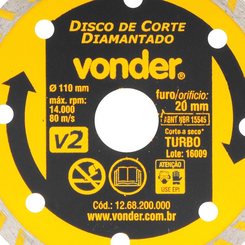 Disco diamantado turbo 100 mm para concreto Disco diamantado turbo 100 mm para concreto