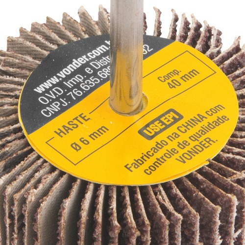 Roda de lixa 60 mm x 20 mm com haste grão 36 Roda de lixa 60 mm x 20 mm com haste grão 36