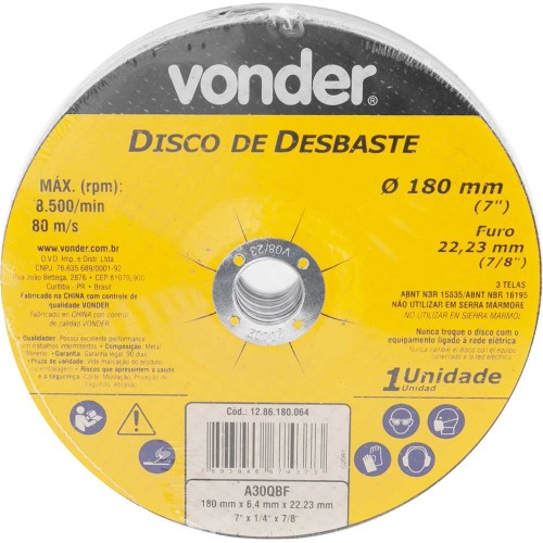 Disco de desbaste 180 x 6,4 x 22,23 mm Disco de desbaste 180 x 6,4 x 22,23 mm