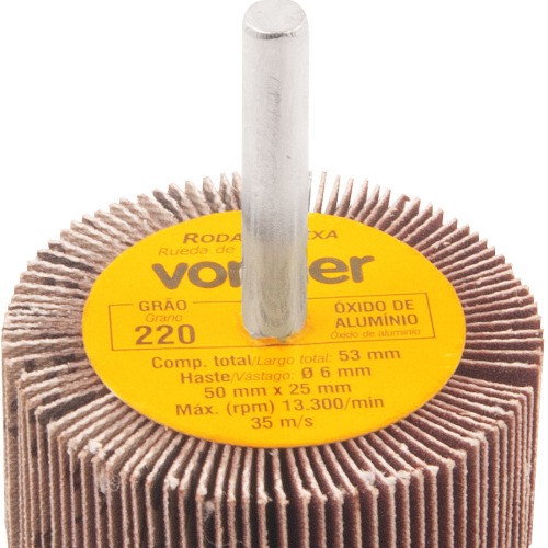 Roda de lixa 50 x 25 mm com haste grão 220 Roda de lixa 50 x 25 mm com haste grão 220
