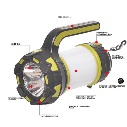 Lanterna holofote Led recarregável T6 - Explorer Delta Lanterna holofote Led recarregável T6 - Explorer Delta