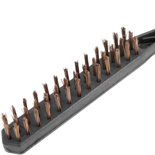 Escova de aço manual com 3 fileiras cabo plástico Escova de aço manual com 3 fileiras cabo plástico