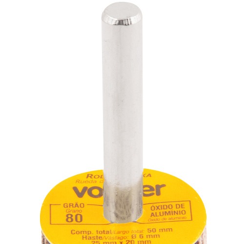 Roda de lixa 25 mm x 20 mm com haste grão 80 Roda de lixa 25 mm x 20 mm com haste grão 80