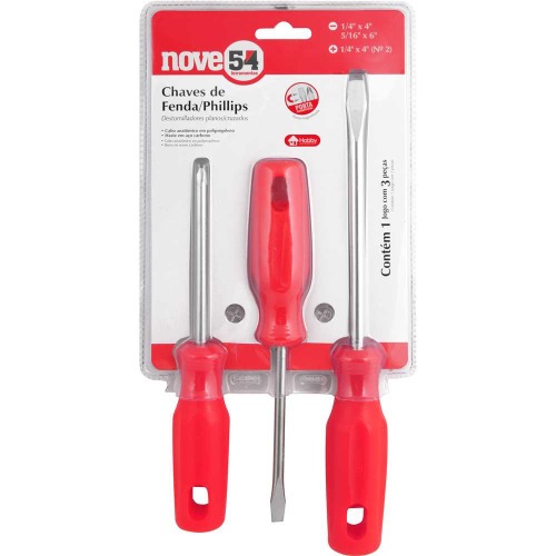 Jogo de chaves de fenda e phillips com 3 pe�as 