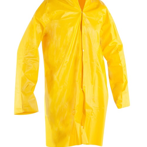 Capa de chuva em PVC laminado sem forro amarela Capa de chuva em PVC laminado sem forro amarela