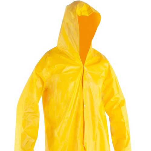 Capa de chuva em PVC laminado sem forro amarela Capa de chuva em PVC laminado sem forro amarela
