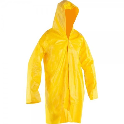 Capa de chuva em PVC laminado sem forro amarela Capa de chuva em PVC laminado sem forro amarela
