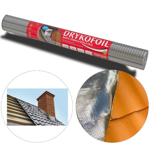 Manta termica para telhado em alumínio dupla face 1,20 x 41,67m 50m² - DRYKOFOIL Manta termica para telhado em alumínio dupla face 1,20 x 41,67m 50m² - DRYKOFOIL