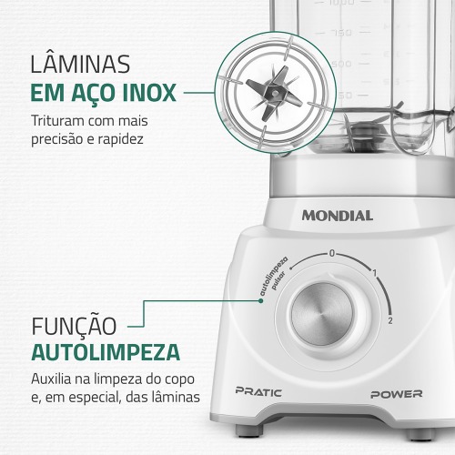 Liquidificador 2 velocidades 550W Pratic Power - L-97-W 110V Liquidificador 2 velocidades 550W Pratic Power - L-97-W 110V