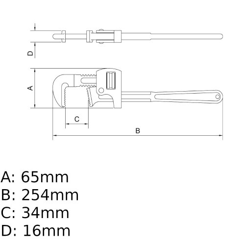 Chave para tubo em aço cromo vanádio 10 Chave para tubo em aço cromo vanádio 10