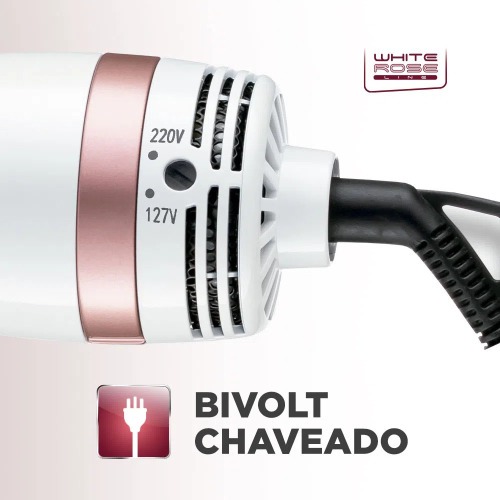 Escova secadora 1200W White Rose 3 em 1 - ES-50  110V/220V