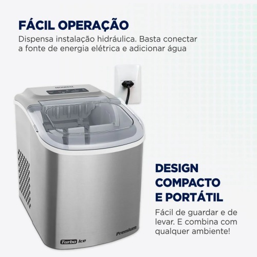 Máquina de Gelo 12 kg Turbo Ice Premium cinza MG-12-GI 110V Máquina de Gelo 12 kg Turbo Ice Premium cinza MG-12-GI 110V