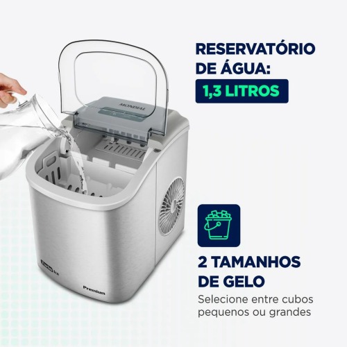 Máquina de Gelo 12 kg Turbo Ice Premium cinza MG-12-GI 110V Máquina de Gelo 12 kg Turbo Ice Premium cinza MG-12-GI 110V