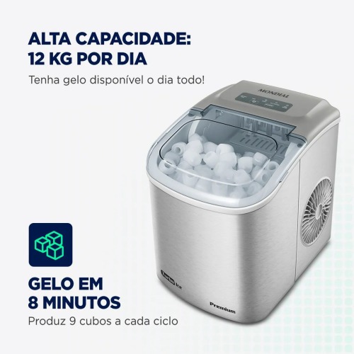 Máquina de Gelo 12 kg Turbo Ice Premium cinza MG-12-GI 110V Máquina de Gelo 12 kg Turbo Ice Premium cinza MG-12-GI 110V