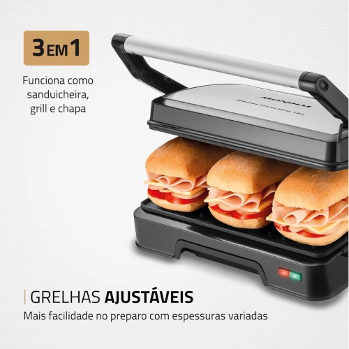Sanduicheira Grill antiaderente 1000W Press duo 180-PG -01-180 220V Sanduicheira Grill antiaderente 1000W Press duo 180-PG -01-180 220V