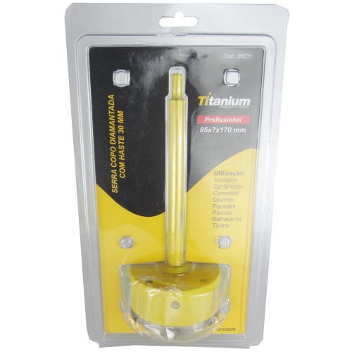 Serra copo diamantada 85 mm com haste encaixe 3/8