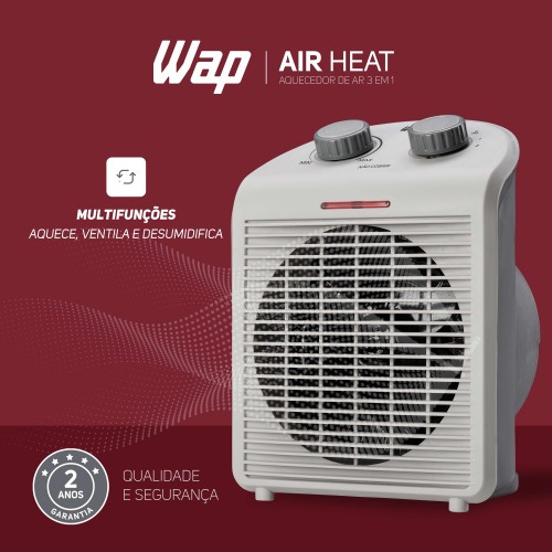 Aquecedor el�trico 1500W 3 em 1 com ventilador  - Air Heat  110V
