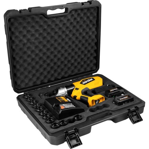 Alicate crimpador hidráulico a bateria 18V com 2 baterias e acessórios - ACV 400B 110V/220V Alicate crimpador hidráulico a bateria 18V com 2 baterias e acessórios - ACV 400B 110V/220V