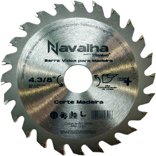 Disco de serra para madeira 110 x 20 mm 24 dentes - 06059