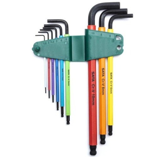 Jogo de chave allen abaulada longa 1,5 a 10 mm colorida 9 peças - ST09101CHBSJ Jogo de chave allen abaulada longa 1,5 a 10 mm colorida 9 peças - ST09101CHBSJ