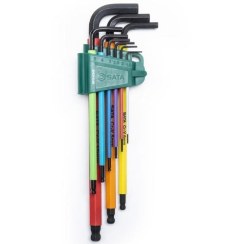 Jogo de chave allen abaulada longa 1,5 a 10 mm colorida 9 peças - ST09101CHBSJ Jogo de chave allen abaulada longa 1,5 a 10 mm colorida 9 peças - ST09101CHBSJ