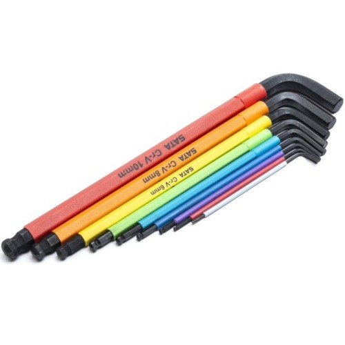 Jogo de chave allen abaulada longa 1,5 a 10 mm colorida 9 peças - ST09101CHBSJ Jogo de chave allen abaulada longa 1,5 a 10 mm colorida 9 peças - ST09101CHBSJ