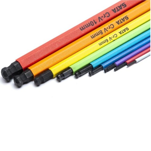 Jogo de chave allen abaulada longa 1,5 a 10 mm colorida 9 peças - ST09101CHBSJ Jogo de chave allen abaulada longa 1,5 a 10 mm colorida 9 peças - ST09101CHBSJ