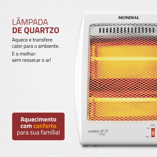Aquecedor elétrico 900W 2 em 1 quartzo Confort III - A-16 110V Aquecedor elétrico 900W 2 em 1 quartzo Confort III - A-16 110V