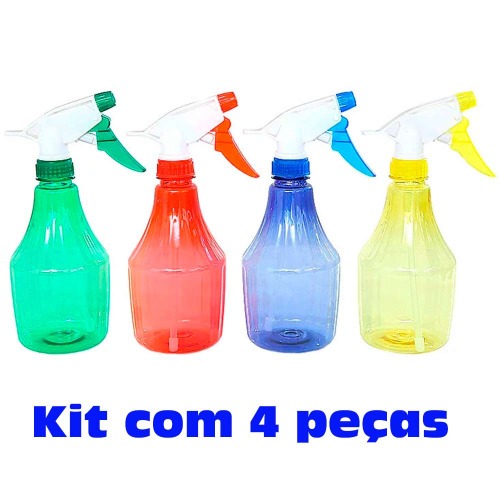Kit 4 Pulverizadores manuais 550 ml cores sortidas - SX 219 Kit 4 Pulverizadores manuais 550 ml cores sortidas - SX 219