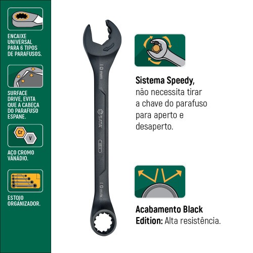 Jogo de chave combinada 8 a 17 mm multiencaixe 7 pe�as - Speedy X6