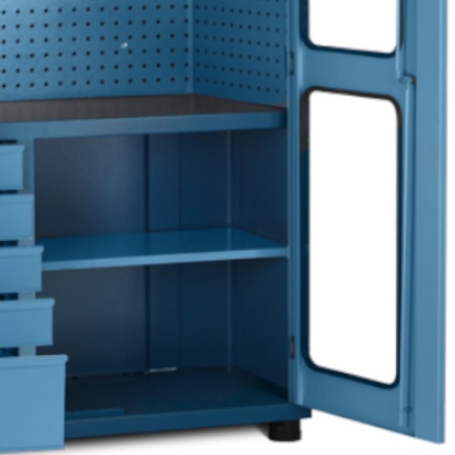 Armário para ferramentas com 1 prateleira 5 gavetas e porta com visores em vidro - AM-1003 Armário para ferramentas com 1 prateleira 5 gavetas e porta com visores em vidro - AM-1003