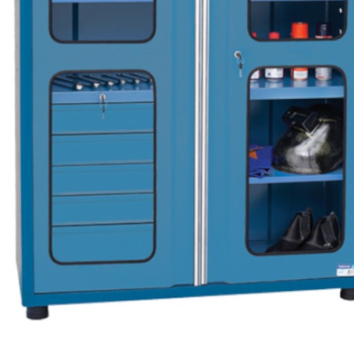 Armário para ferramentas com 3 prateleiras 5 gavetas e portas de vidro - AM-1005 Armário para ferramentas com 3 prateleiras 5 gavetas e portas de vidro - AM-1005
