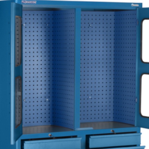 Arm�rio para ferramentas com 3 prateleiras 9 gavetas e portas de vidro - AM-1022