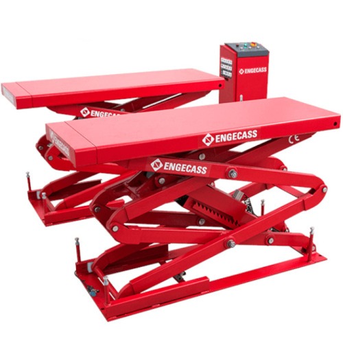 Elevador automotivo hidr�ulico pantogr�fico 3,5 T de embutir trif�sico vermelho - SL-3500