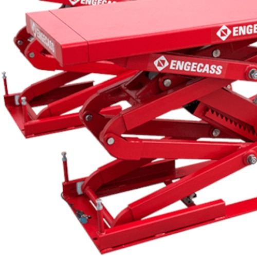 Elevador automotivo hidr�ulico pantogr�fico 3,5 T de embutir trif�sico vermelho - SL-3500