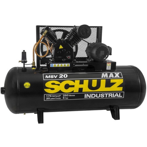 Compressor de ar 20 pés 250L 5 hp 175 libras Trifásico - Max MSV 20/250 Compressor de ar 20 pés 250L 5 hp 175 libras Trifásico - Max MSV 20/250