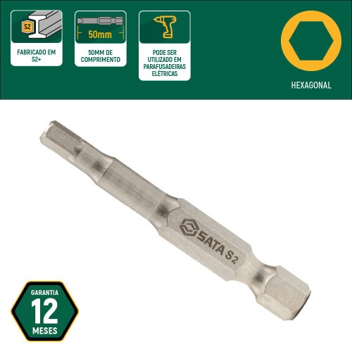 Jogo de bits hexagonal 3,0 x 50 mm encaixe 1/4 Jogo de bits hexagonal 3,0 x 50 mm encaixe 1/4