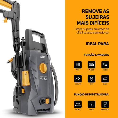 Lavadora de alta pressão com Desentupidora 1.500 libras - WL 1820 Ultra 220V Lavadora de alta pressão com Desentupidora 1.500 libras - WL 1820 Ultra 220V