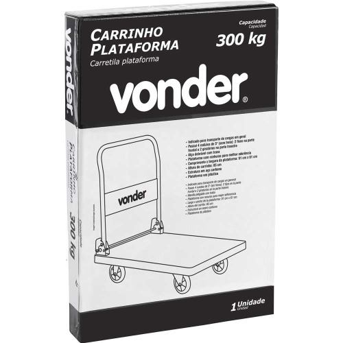 Carro plataforma com tampo em pl�stico capacidade 300 kg