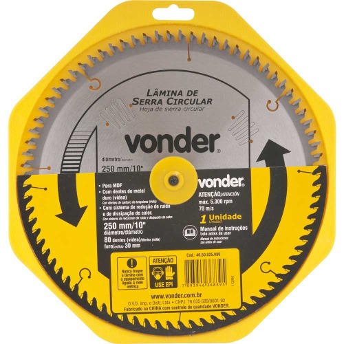 Disco de serra para madeira 250 x 30 mm 80 dentes