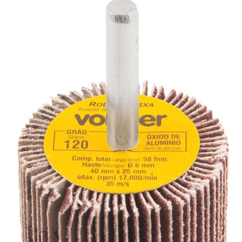 Roda de lixa 40 x 25 mm com haste grão 120 Roda de lixa 40 x 25 mm com haste grão 120