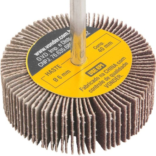 Roda de lixa 60 mm x 20 mm com haste grão 80 Roda de lixa 60 mm x 20 mm com haste grão 80