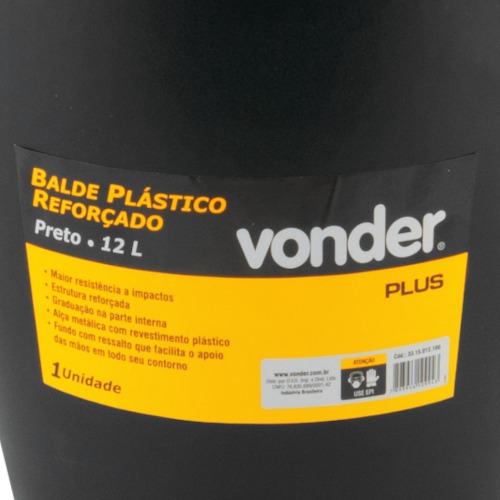 Balde pl�stico refor�ado para concreto  12 litros 