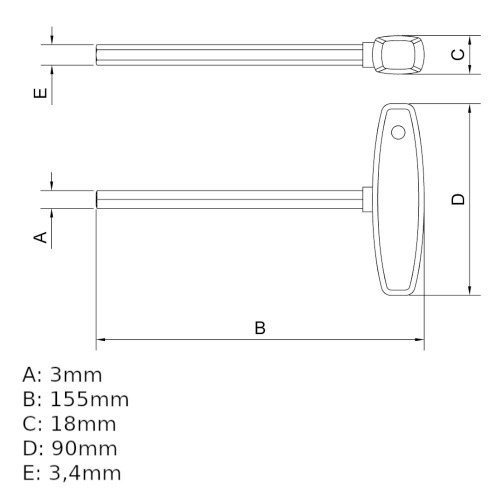 Chave allen cabo T 3 x 126 mm - 44360103 Chave allen cabo T 3 x 126 mm - 44360103